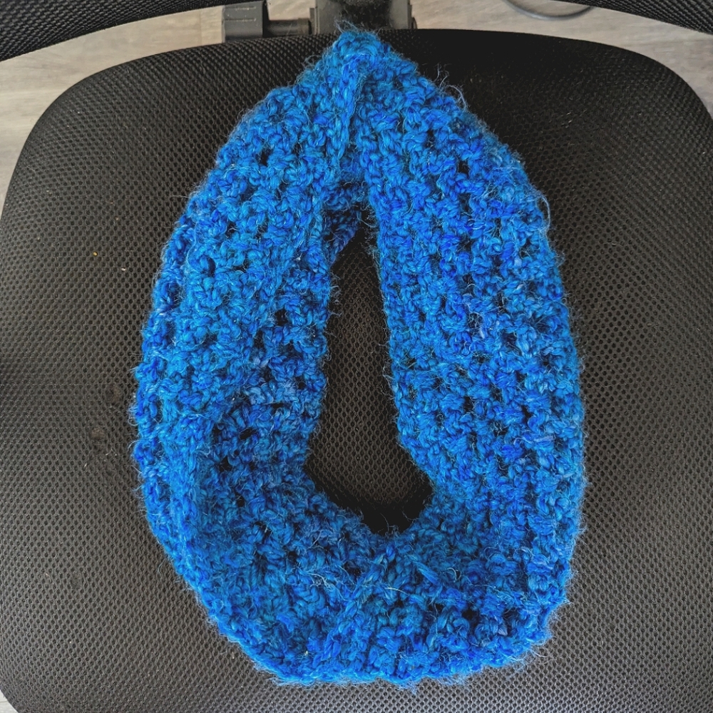 Handcrafted Blue Knit Infinity Scarf